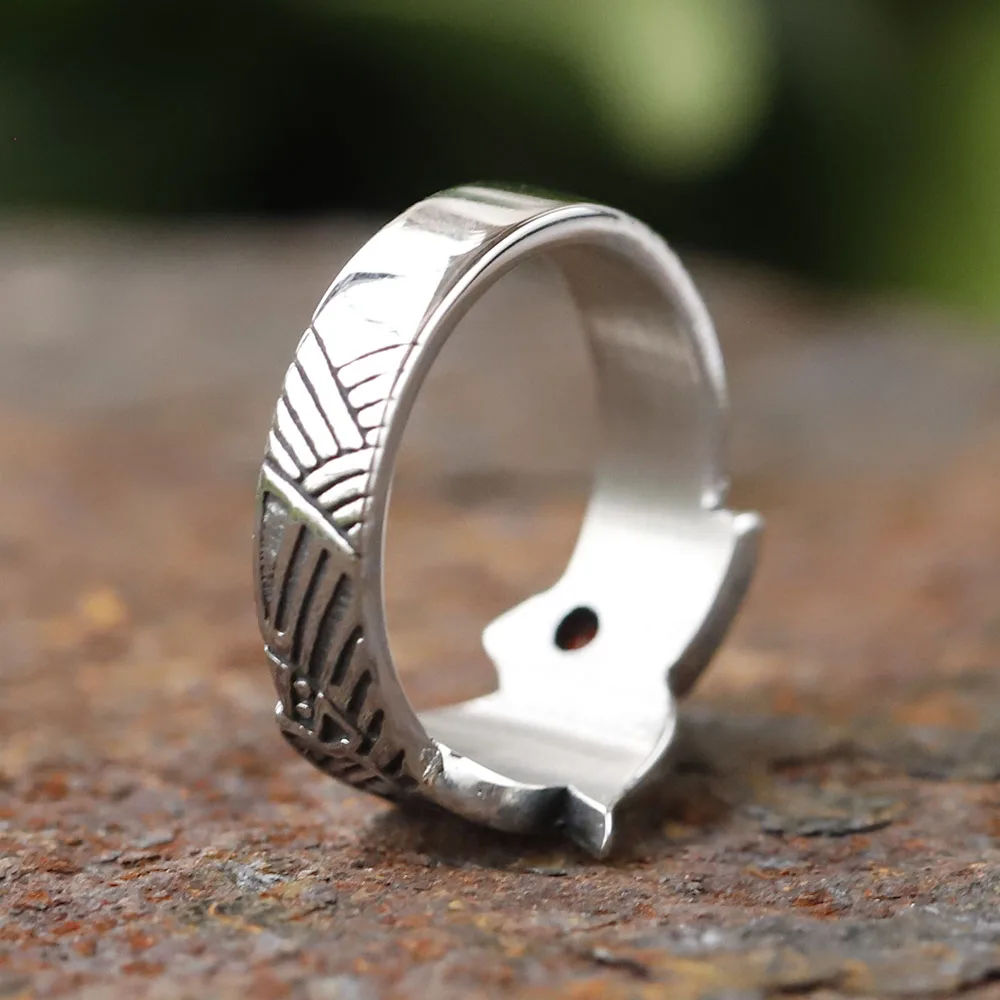 2024 new Stainless Steel Viking  Dragon Ring with Red zircon Men\'s Fashion Vintage Animal Dragon Ring Viking Jewelry Gift