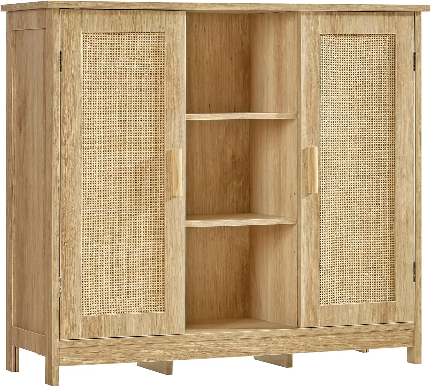 

Rattan Cabinet with 4 Adjustable Shelves, Bathroom Floor Cabinet, Sideboard Buffet Cabinet, Coffee Bar Cabinet