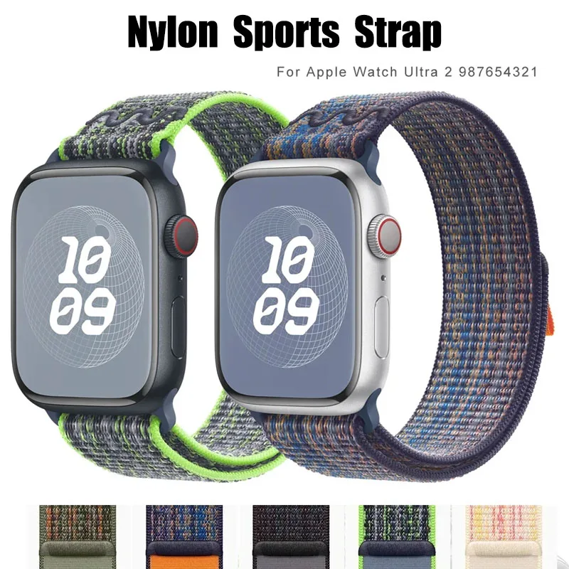 Nylon Sport Strap for Apple Watch Band 49mm 45mm 44mm 42mm 41 40mm 38mm Loop Bracelet Correa for IWatch 9 8 7 6 5 4 3 SE Ultra 2