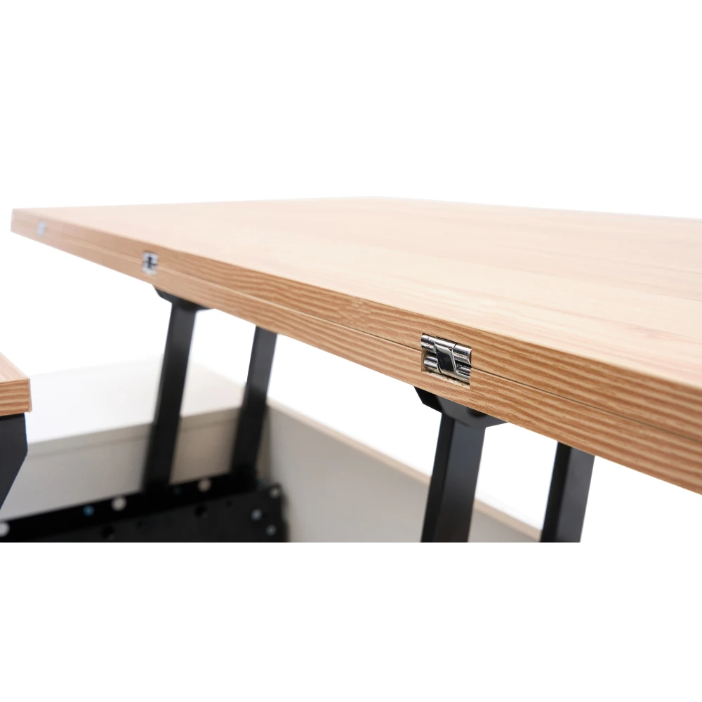 Moderner Couch-Couchtisch mit Dual-Lift-Mechanismus, versteckter Stauraum, Tragfähigkeit bis zu 50 kg, ideal für kleine Räume – Detail 5