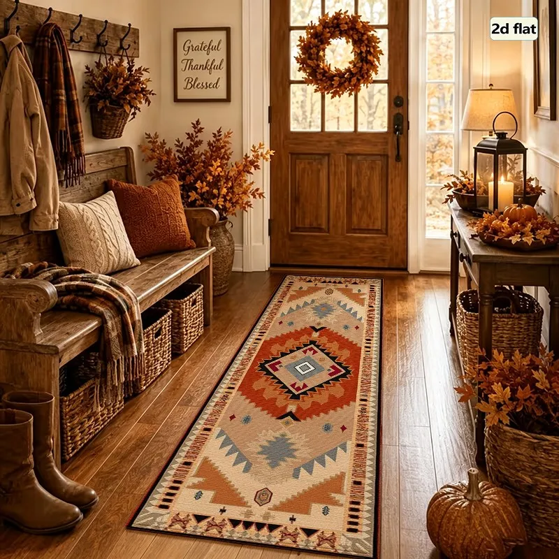 1 Piece of Woven Southwestern Geometric Rug, Soft and Comfortable, Suitable for Autumn and Winter, lightweight, Easy to Maintain, Home Decor, Living Room, Bedroom, Entryway