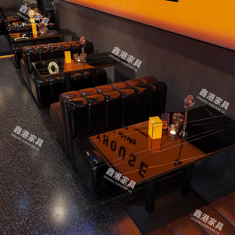 

Booth Sofa, Coffee Shop, Milk Tea Barbecue Restaurant, Industrial Style Commercial Bistro Bar Table And Chair Set