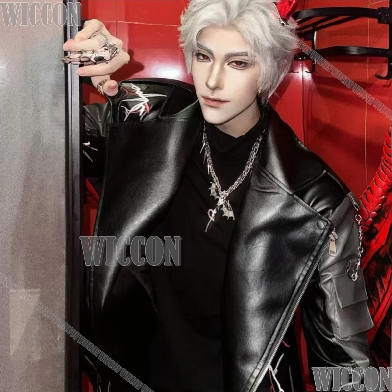 سترة سوداء من البولي يوريثان لعبة سيلوس دراجون الحب والفضاء معطف تنكري قميص أسود ملابس رجالية شعر مستعار فضي للهالوين نافيداد كرنفال #4