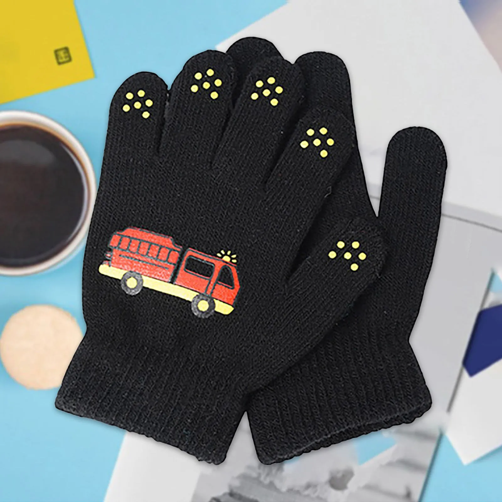 

Mittens with Long Cuff Children's Gloves Car Excavator Cute Cartoon Gloves Warm Gloves Long Kids Ski Gloves