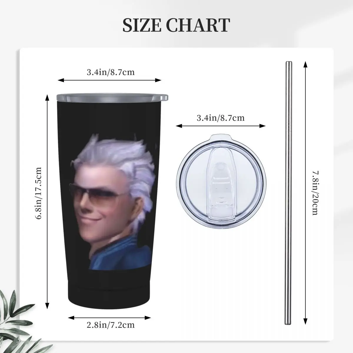 Vergil From The Devil May Cry Series Coasters Stainless Steel Tumbler Vacuum Insulated Mug Thermal Cold Cup Straw With Lid 20oz