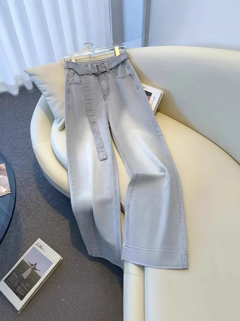 Szerokie spodnie lniane damskie letnie szybkoschnące o regularnym kroju, eleganckie, słodkie, dziewczęce, romantyczne, w stylu resort, ze sznurkami, miękkie, zwiewne, 2025