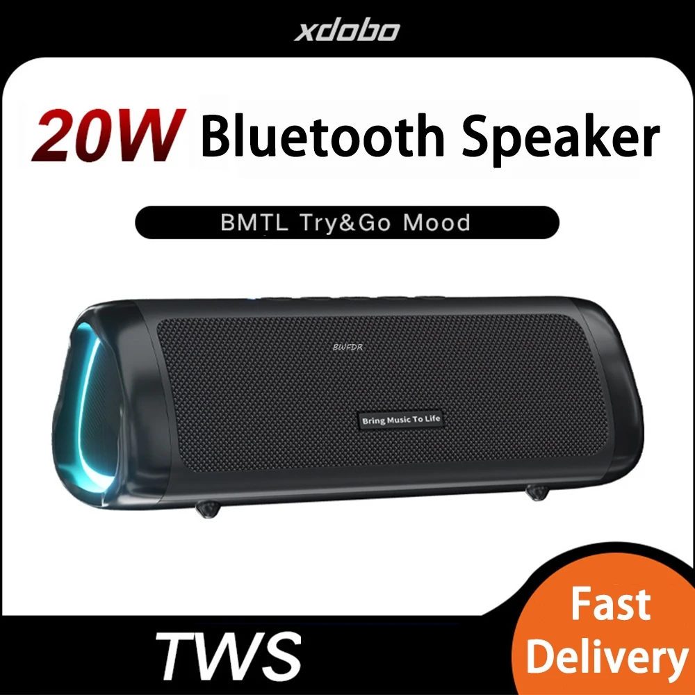 

XDOBO BMTL Triangular Bluetooth Speaker Portable 20W 3D Stereo Sound Wireless TWS Waterproof 2500mAh Suporrt TF/AUX RGB Light