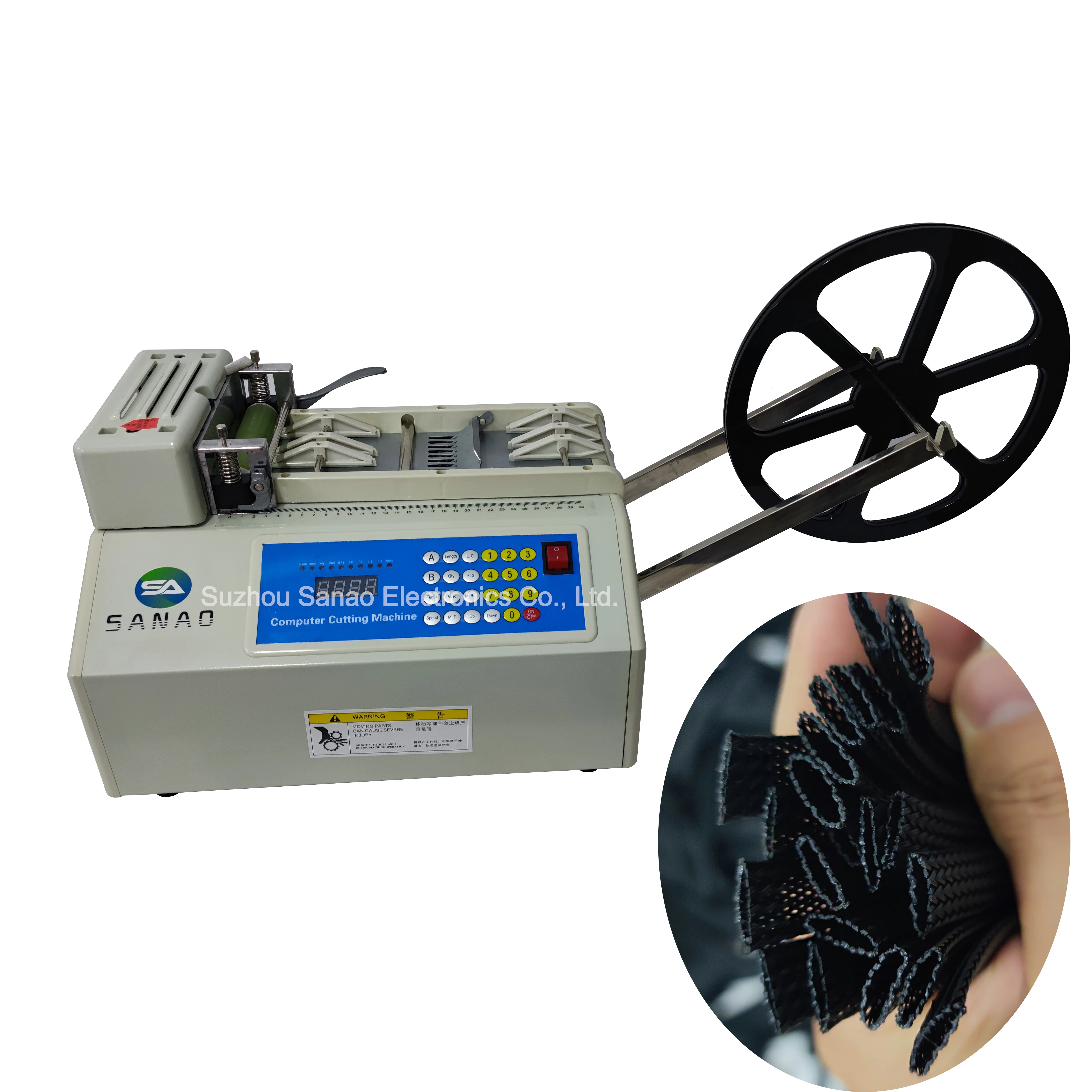 W100 110V/220V/380V Fully automatic hook and loop laser webbing cutting machine, cutting width 115 mm Cutting speed 120pcs/min