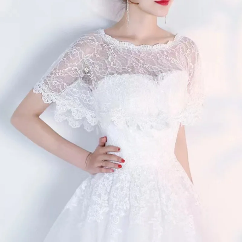 Elegant Bridal Lace Wraps Wedding Accessories Short Sleeves Shurg Evening Dress Cape Bridal Gown Shawl image 3