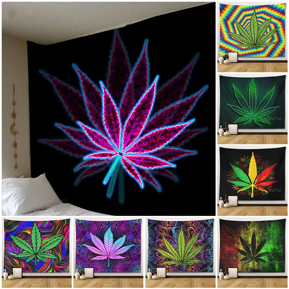 

SepYue New 3D Print Maple Leaf Wall Hanging Tapestry Bedroom Decor Home Decor Wall Tapestry Art Bohemian Curtains Tapestry