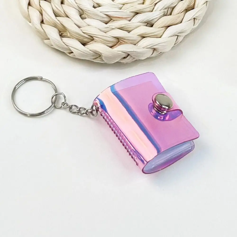 두꺼운 걸이형 체인 사진 앨범 버클 걸이형 포켓 키체인 앨범 내구성 미니 카드 홀더 스타추적용