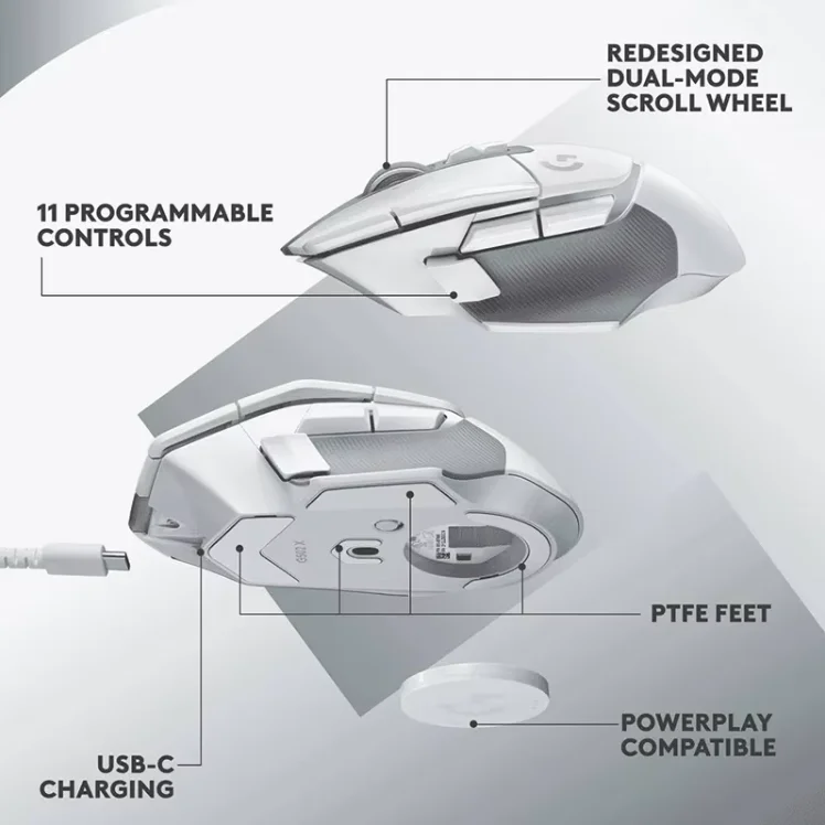 G502 X Lightspeed Wireless Bluetooth Charging Game Mouse Customizable Editing Buttons Long Battery Life