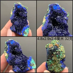 Natural Stone Azurite Malachite Geode Quartz Crystal Geode Cluster Mineral Specimen Teaching Research Reiki Healing Stone Collec