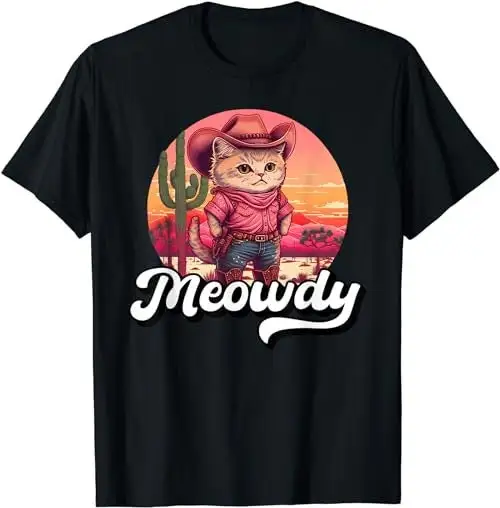 Meowdy Texas Cat Meme Country Music Cowgirl Cute T Shirt SweaT 35988