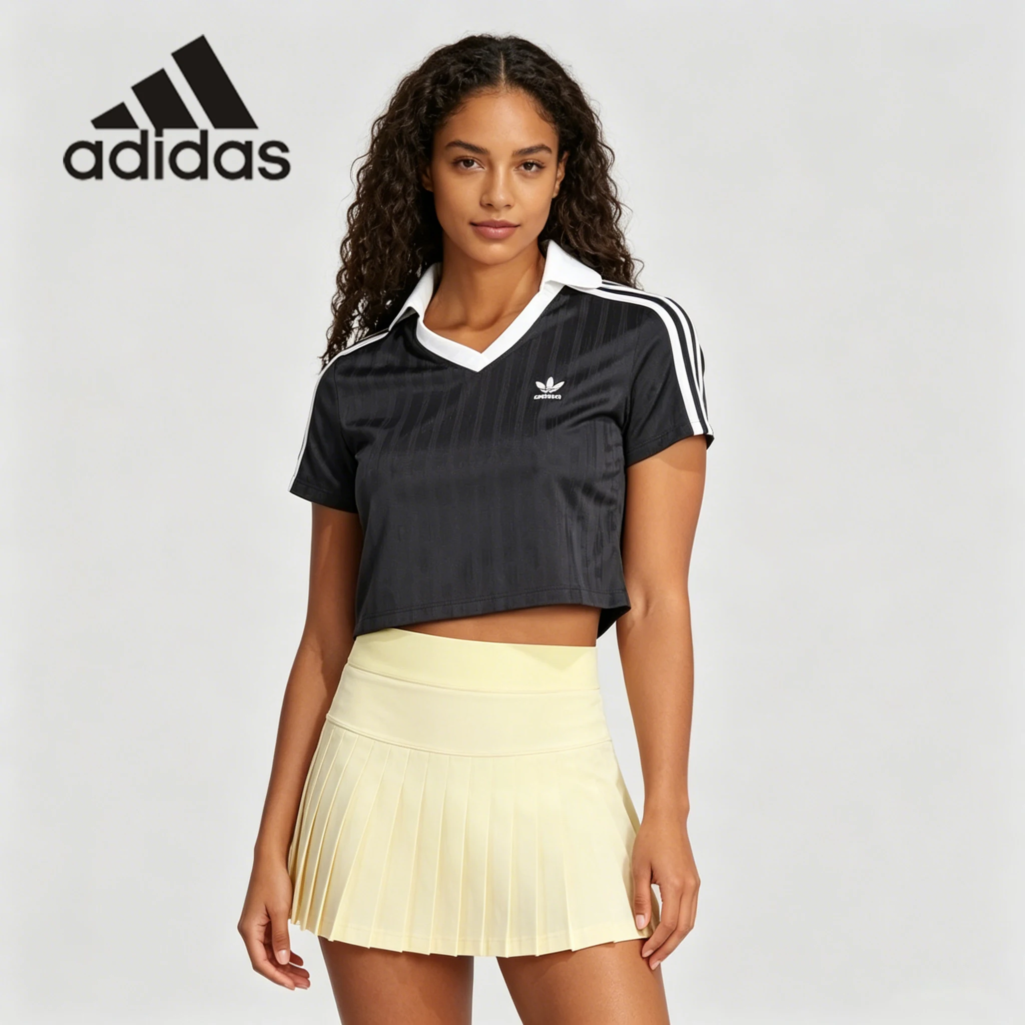 Camiseta Adidas Clover Short para mujer ADICOLOR Camisa POLO de manga corta JD2606