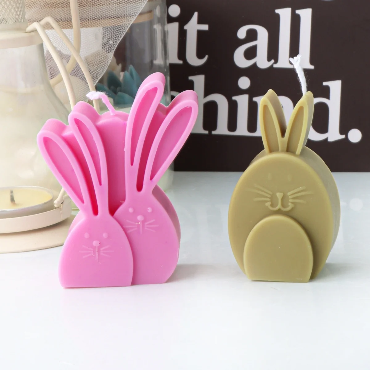 Cute Rabbit Candle Silicone Mold Easter Bunny Scented Candle Resin Making Mould DIY Diffusing Stone Rabbit Plaster Mold Decor