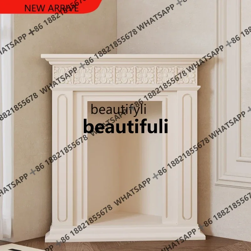 

X A15 Угловой камин Curio Шкаф из массива дерева Угловой дисплей под прямым углом Французская резная треугольная полка Свет Роскошный фон