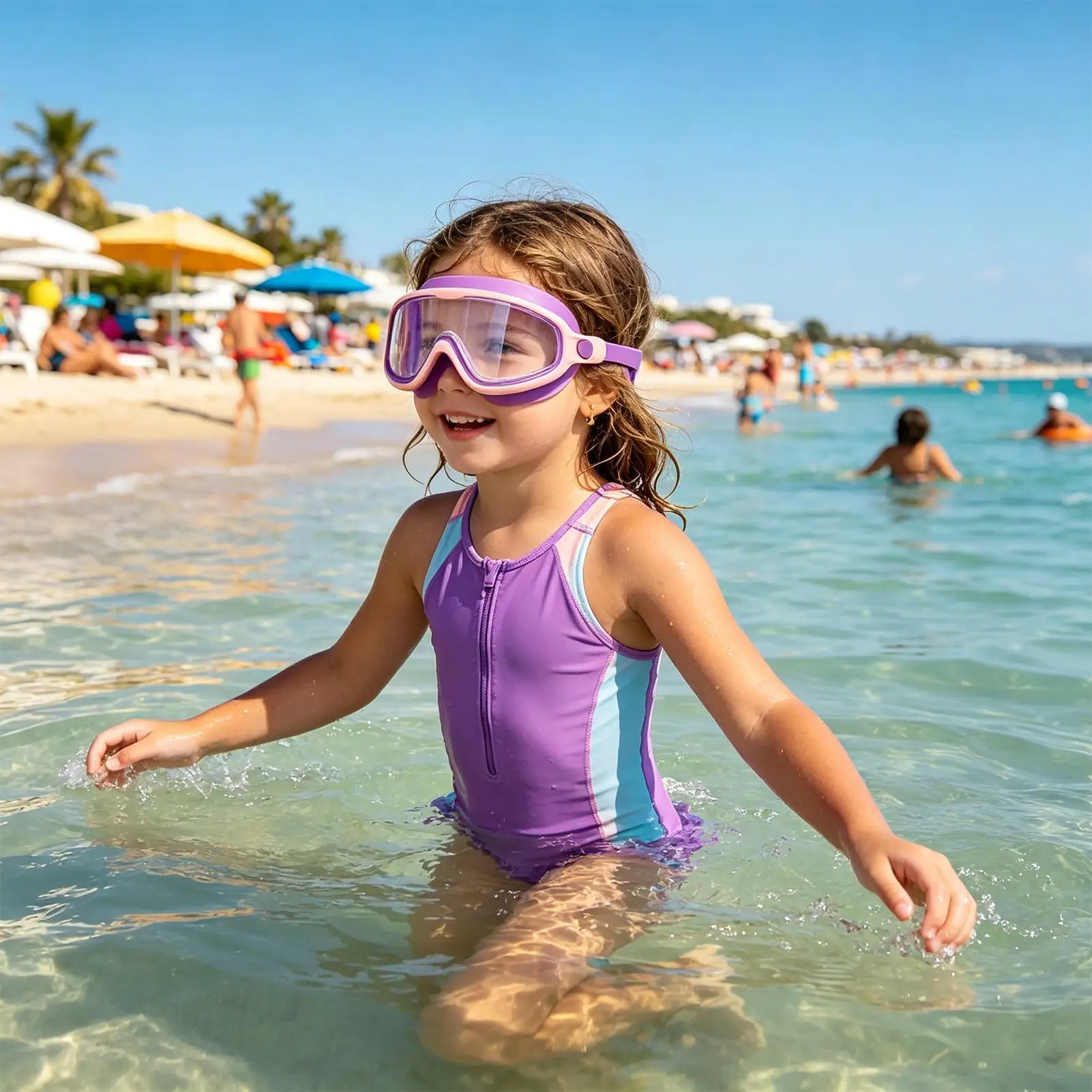 Swimming Goggles Kids Anti-Fog And UV Wide View Glasses With Nose Clip And Earplug Adjustable Strap No Leaking Water Goggles For view 2