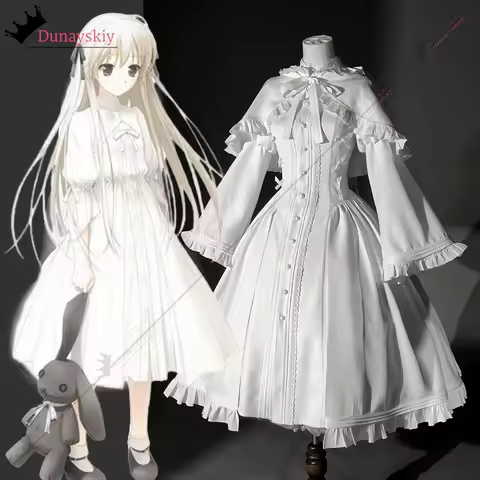 Kasugano Sora Cosplay Costume White Princess Lolita Dress Court Style Retro Elegant Women's Dresses Anime Outfits Wig Prop Suits