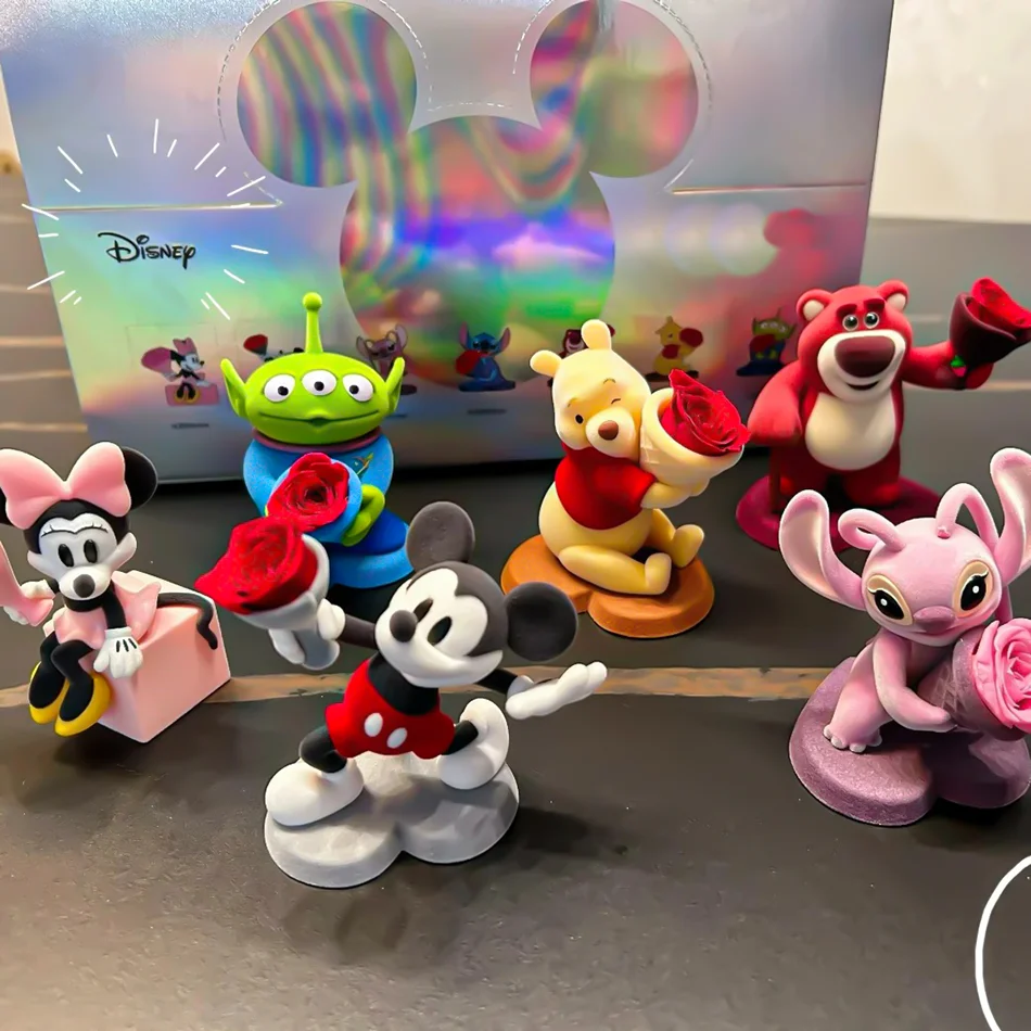 Seryjne figurki z trwałych kwiatów Stitch w stylu blind box, anime kawaii, modna ozdoba, kolekcja modeli, ręcznie robiona lalka, zabawka, tajemniczy prezent walentynkowy.