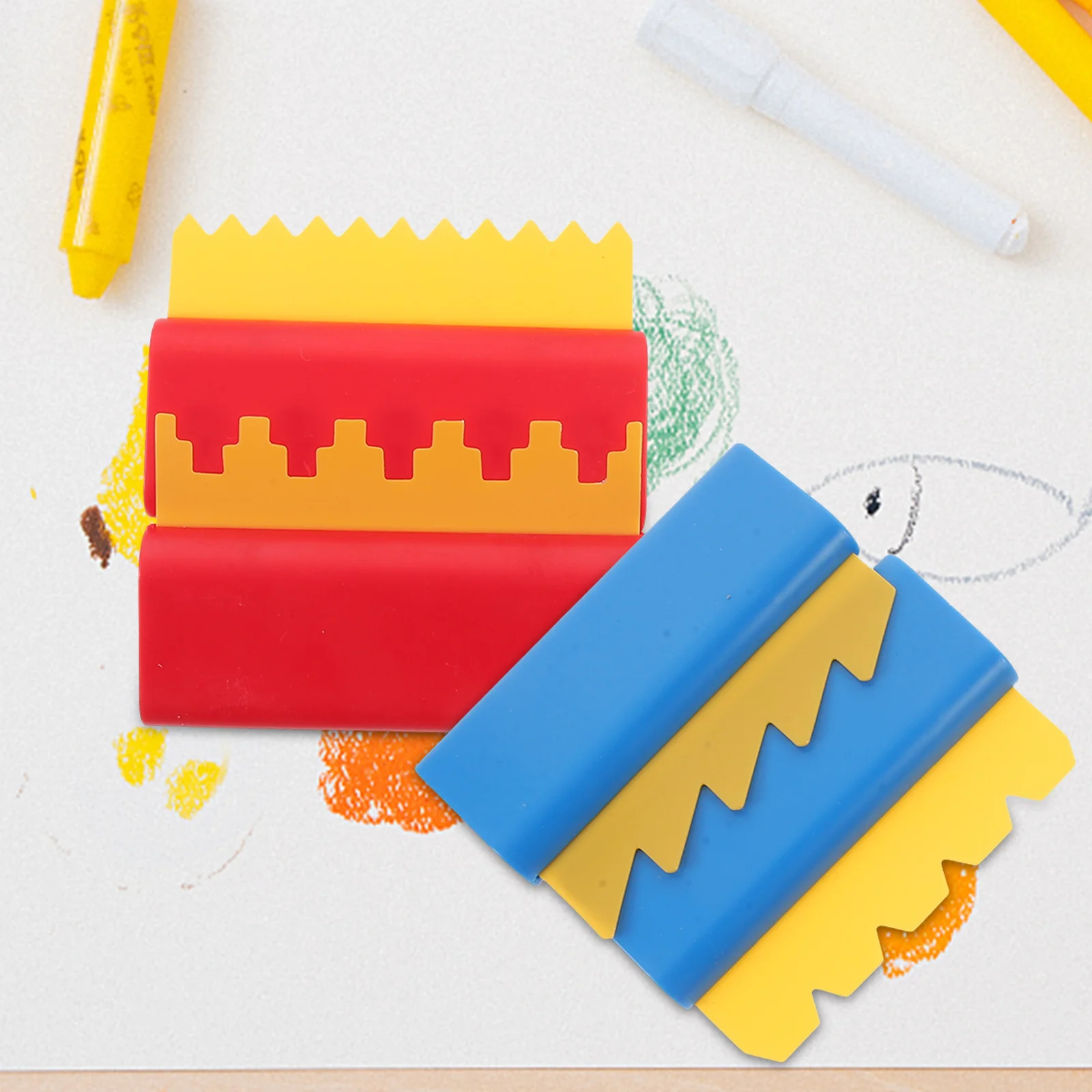 6 قطع فرشاة كشط الرسم خفيفة الوزن مكشطة طلاء بلاستيكية للأطفال DIY ملحقات الرسم الفني على الجدران لرياض الأطفال