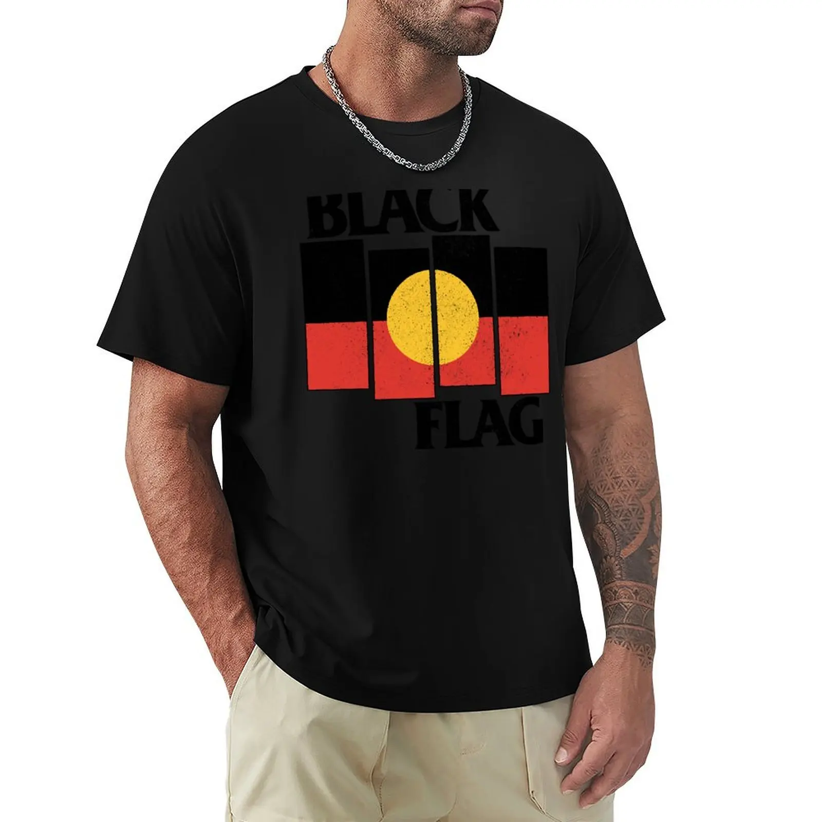 

Indigenous Black Flag [White Worn Look] T-Shirt cotton man t-shirts customs design your own custom t-shirts Men's t-shirts