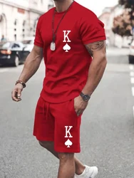 Y2K Men's T-shirt & Shorts Set 'K' Letter Print Men's Clothes Casual Fashion Street Short Sleeve Shorts 2 Oversized Tracksuits