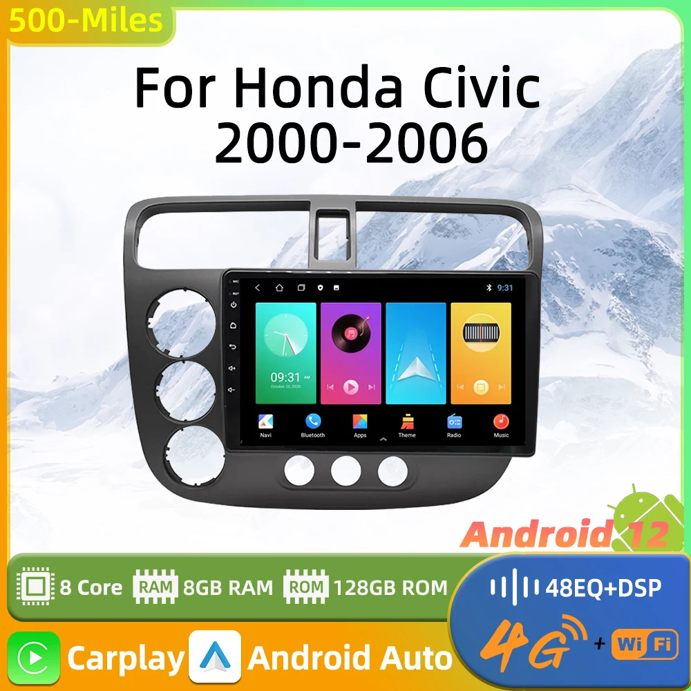 2 Din Car Radio for Honda Civic 2000 - 2006 Android Car Stereo Multimedia Player Navigation WIFI GPS Audio Autoradio Head Unit