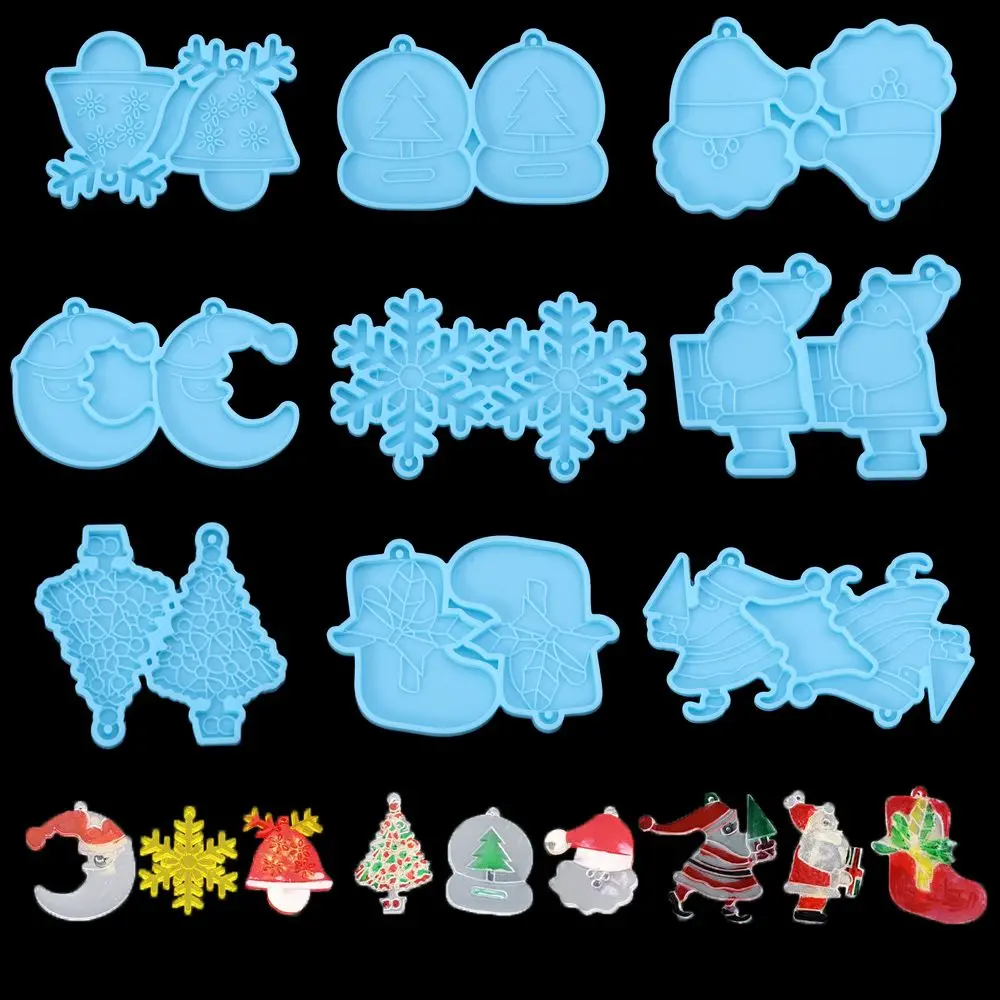 Jewelry Making Tools UV Epoxy Snowflake Santa Claus Earrings Resin Mold Merry Christmas Pendant Molds Resin Silicone Mould