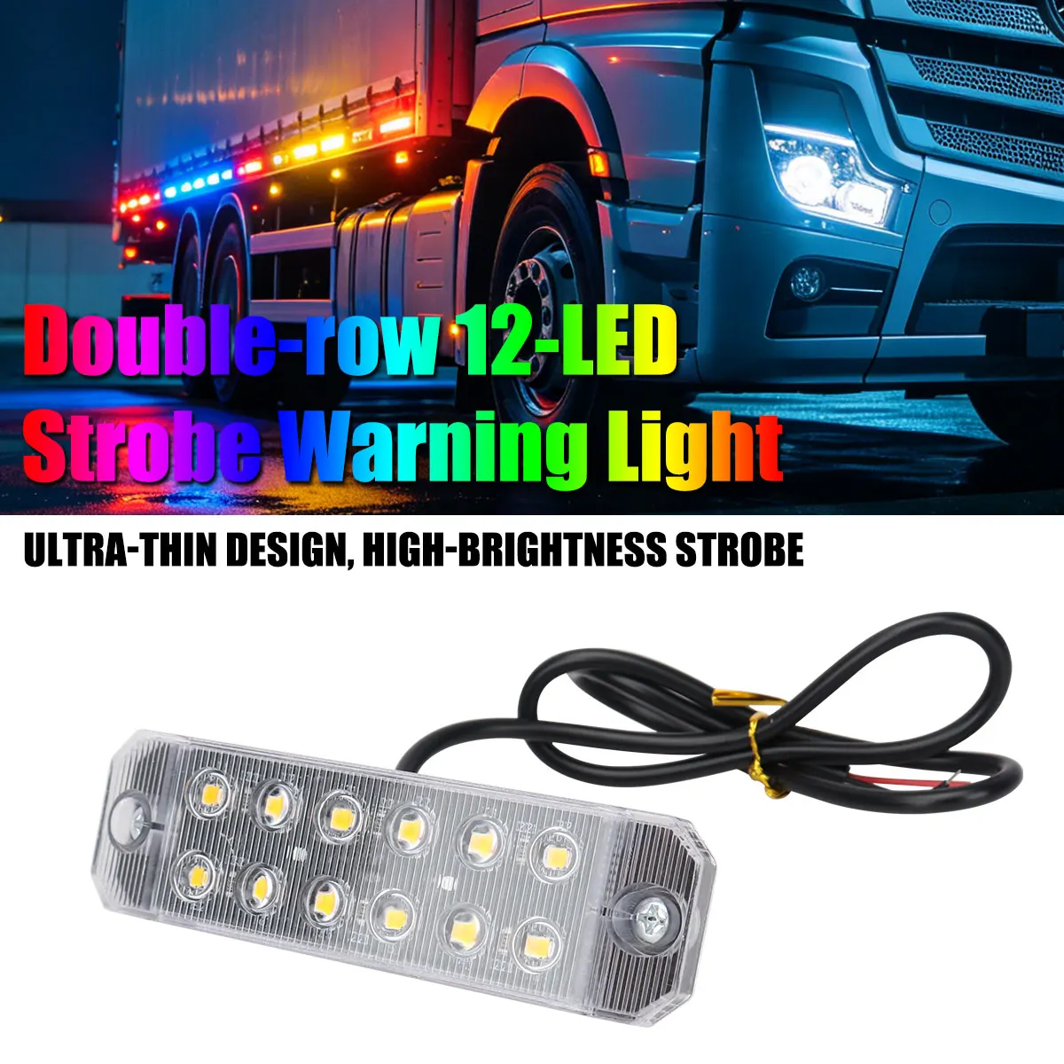 1x 12-35V Car Side Warning Marker Clearance Lights 12LED Strobe Indicators For Trailer Lorry Van Trucks Pickup Light Signal Lamp