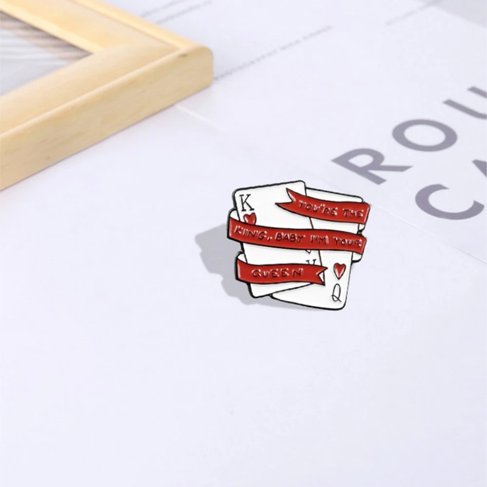 

Poker King Queen Enamel Pin Lovers Brooches for Bag Clothes Lapel Pin Badge Couples Love Jewelry Gift for Girl Friend