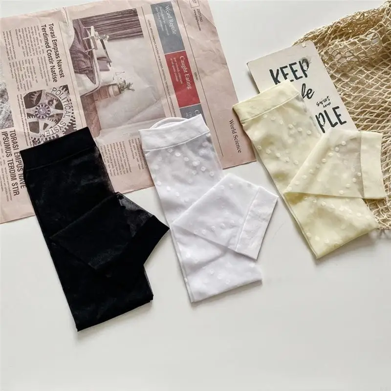 

195E женские шелковистые гольфы в стиле Лолиты, винтажные саржевые сетчатые чулки до середины икры в горошек