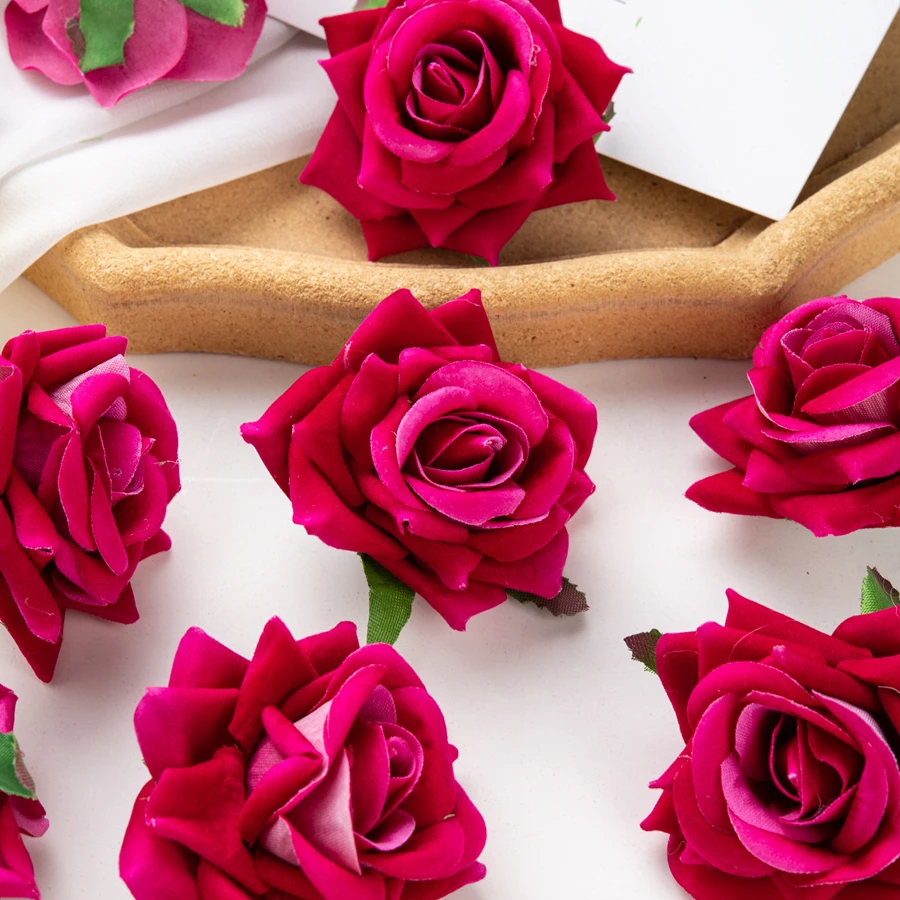 10 Stück künstliche Blumen für Sammelalbum, Neujahrsdekoration, Hochzeit, Outdoor, Garten, Weihnachten, Zuhause, Pralinenschachtel, Flanell, gerollte Rosen – Detail 14
