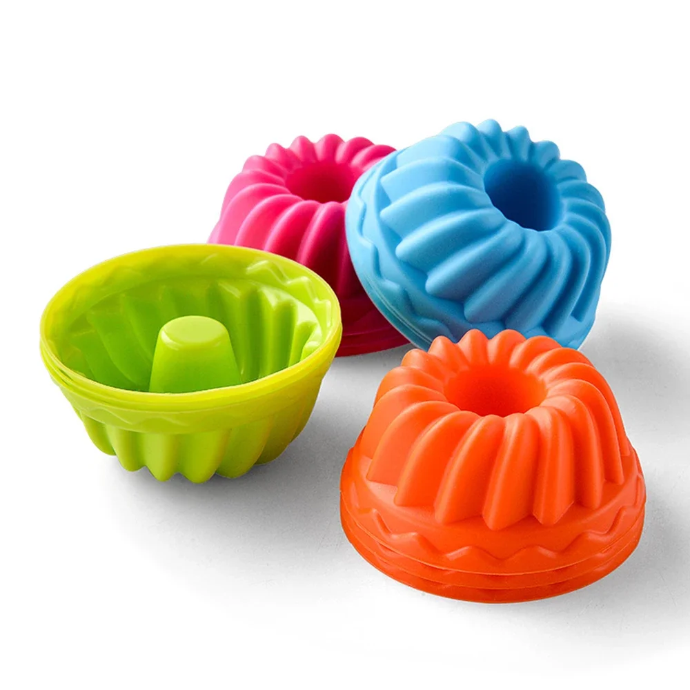 6Pcs Silicone Cake Molds Muffin Cake Cups Egg Tart Cupcake Dessert Baking Mold Bakeware Tools Color Random 4