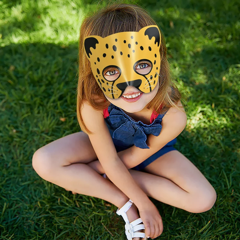 16pcs Jungle Animal Paper Mask Funny Tiger Lion Masks For Kid Safari Theme Birthday Christmas Party Decor Halloween Cosplay Prop