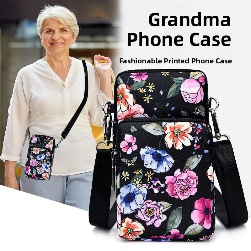

Anti-Lost Mobile Phone Bag for Middle-Aged And Elderly Women New Style Elderly Lanyard Rope Bag Small Backpack Canvas Material