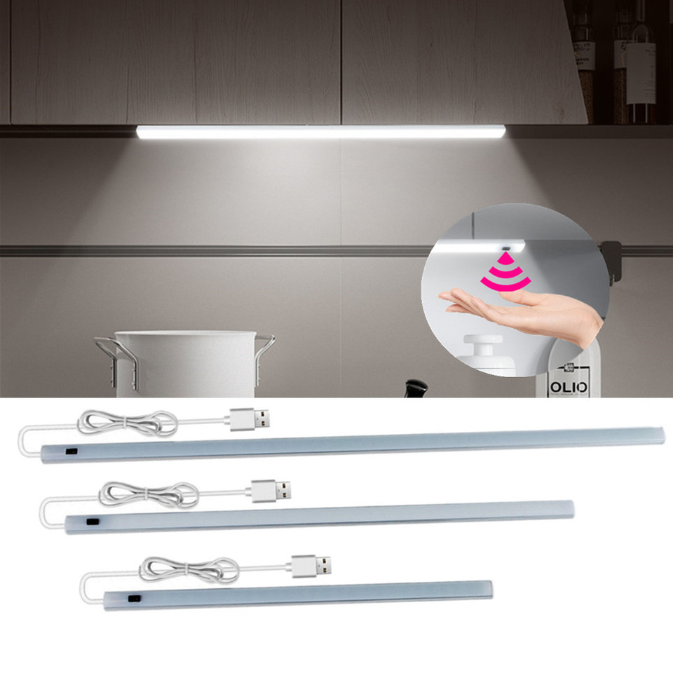  20/40/50CM LED Cabinet Light PIR Motion Hand Sweep Sensor Night Lights USB Plug For Kitchen Bedroom Closet Bedside Night Lamp 