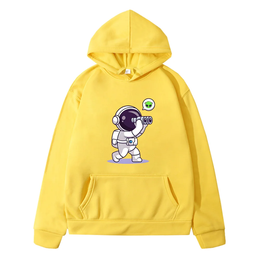 Astronaut Telescopes Graphic Hoodies Kids Hip Hop Pullovers Streetwear Oversized Unisex Long Sleeve Hooded Sweatshirts Kawaii