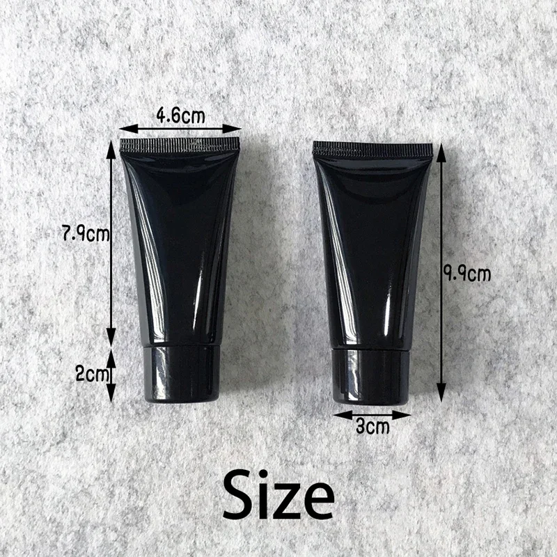 40g 40ml Black Plastic Cosmetic Squeeze Bottle Facial Cleanser Concealer Hand Cream Refillable Soft Tube Empty Container