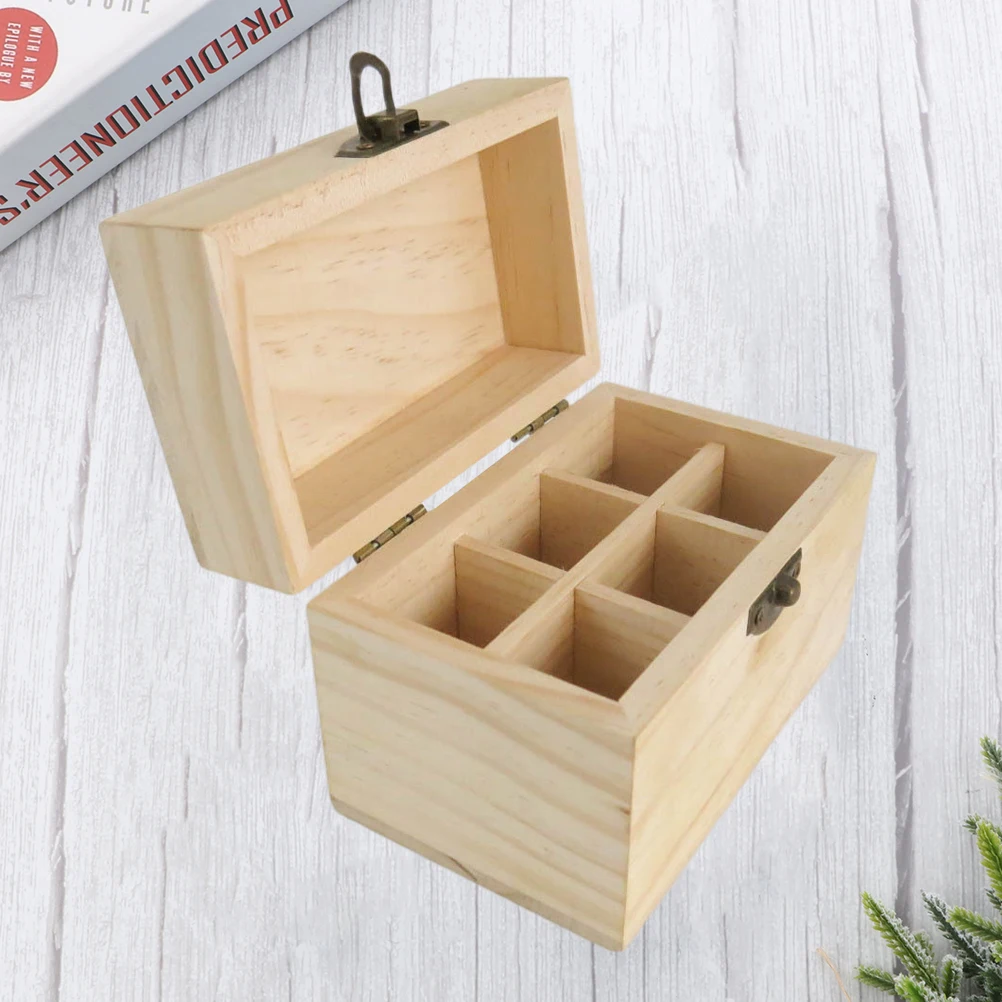 Elegant 6 Grids Essential Oil Organizer Wooden Storage Box for Desk Room Skincare Perfume Bottle Holder Bamboo Rack
