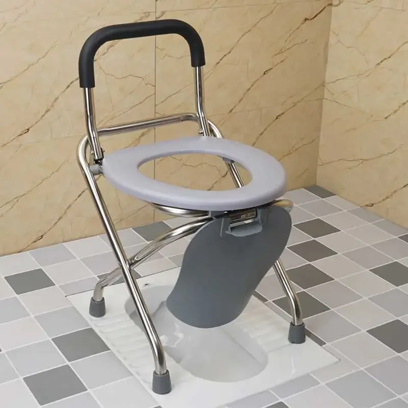 Stainless Steel Portable Toilet Stool  Foldable Seat for Seniors  Pregnant Women's Commode Splash-Proof Travel Restroom Seat