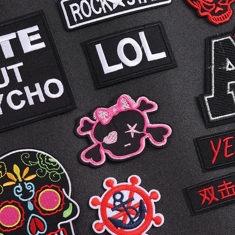 Punk style Skull YES letters Patch Embroidered Applique Sewing Clothes Stickers Garment Apparel Accessories Badge