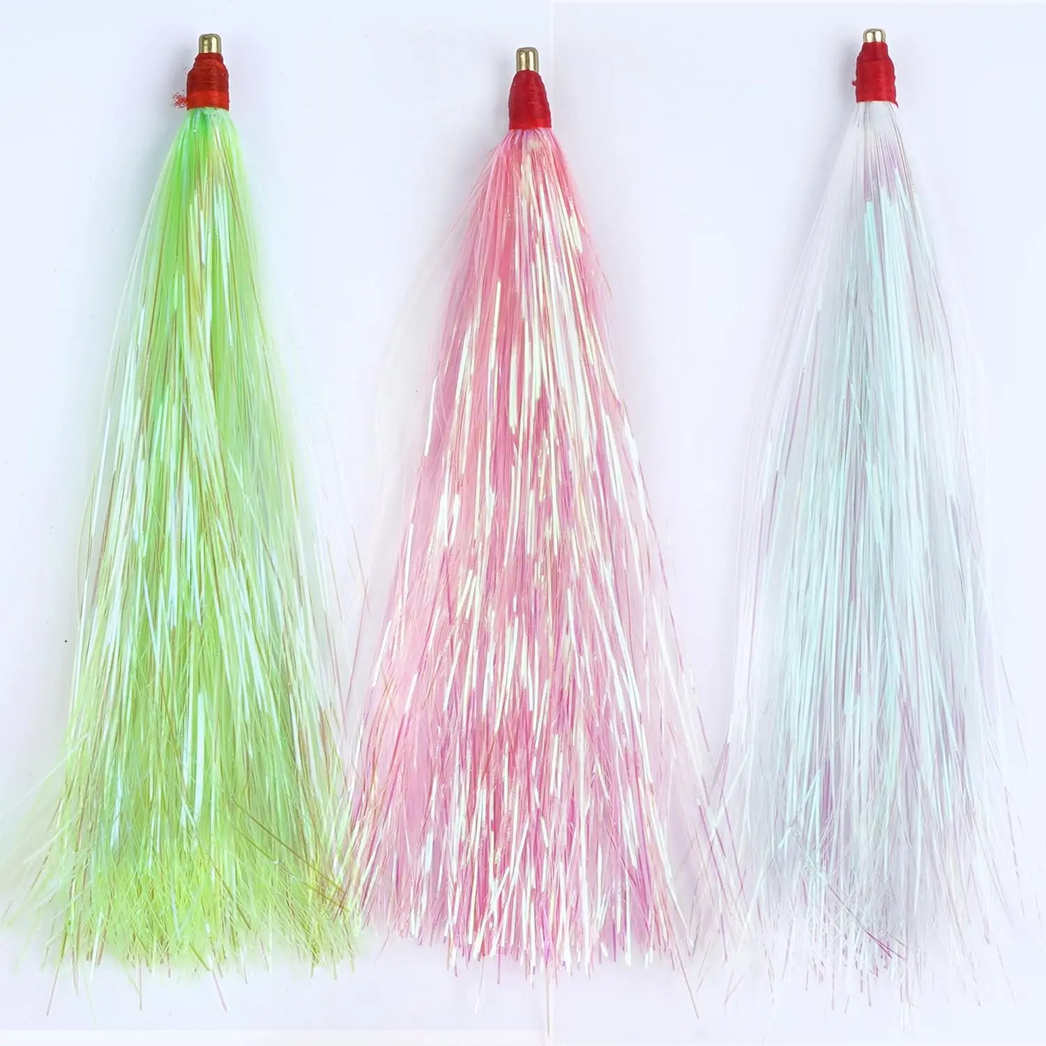 

30 шт. Bucktail Teaser Mylar Flash Teaser Tail Fluke Rigs Юбки для волос Камбала Рыболовные приманки Приманки