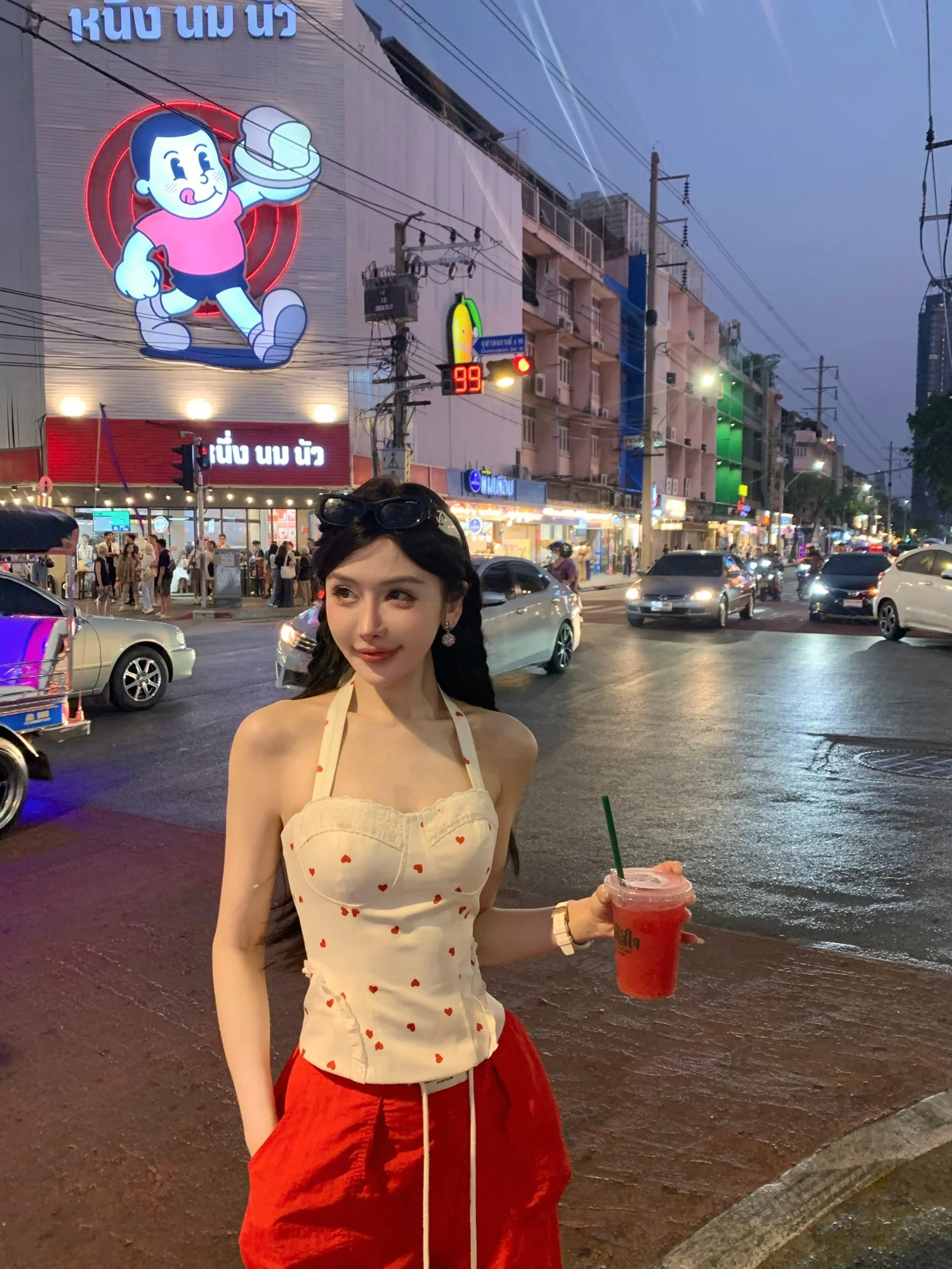 

Pure Desire Lace Fishbone Strap Vest Neck Hanging Waist Inning Casual Loose Fit Polyester Elastic Bandage Women's Top