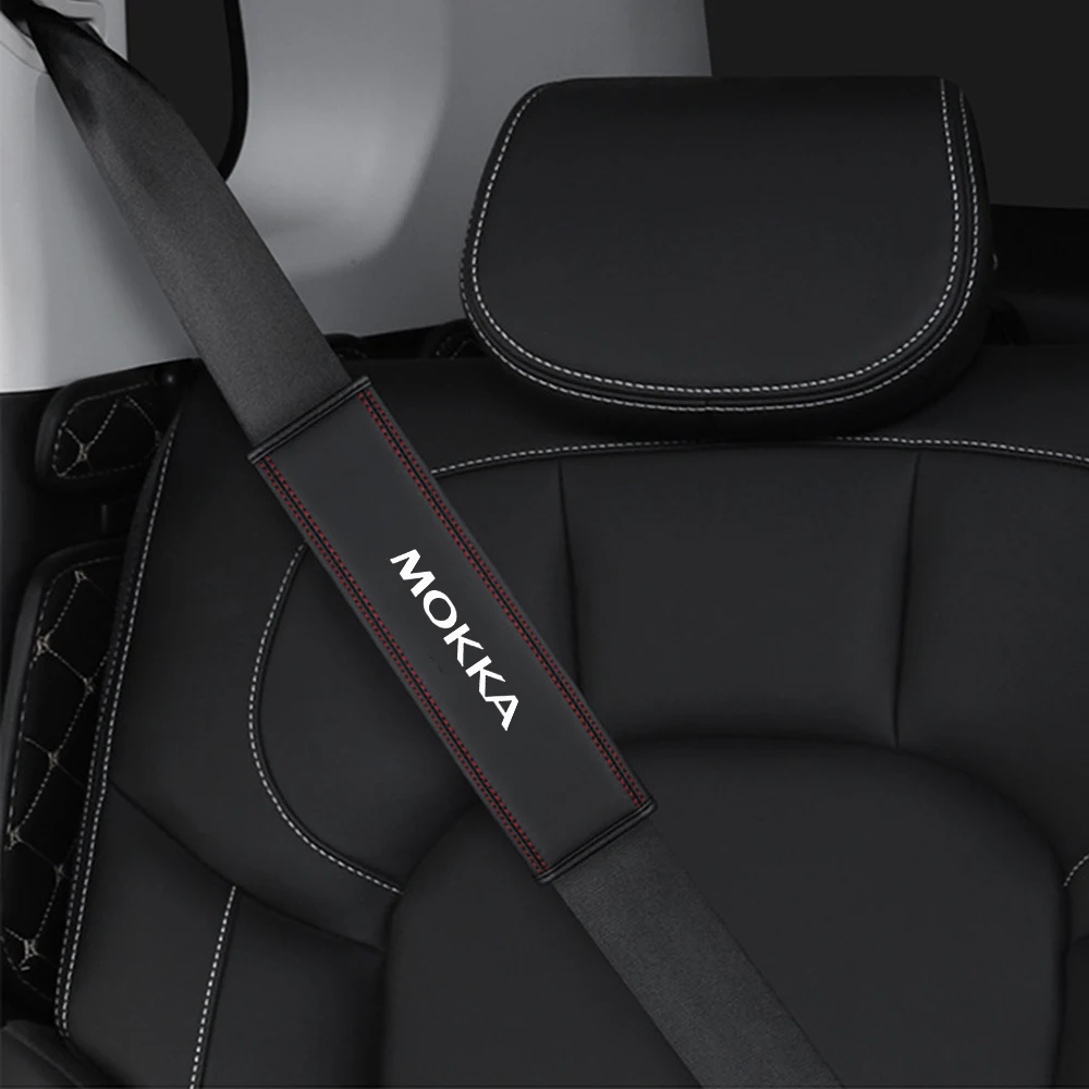 1pcs Leather Car Seat Belt Shoulder Protector Cover Safety Belt Padding Pad For OPEL Mokka Car Accessories