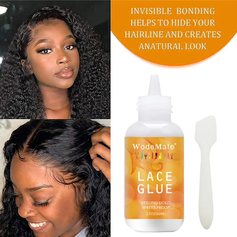 Wodemate 60ML Lace Front Wig Glue Strong Hold Wig Adhesive Waterproof Hair Bonding Glue For Toupee Frontal Hairpiece 2.1Oz