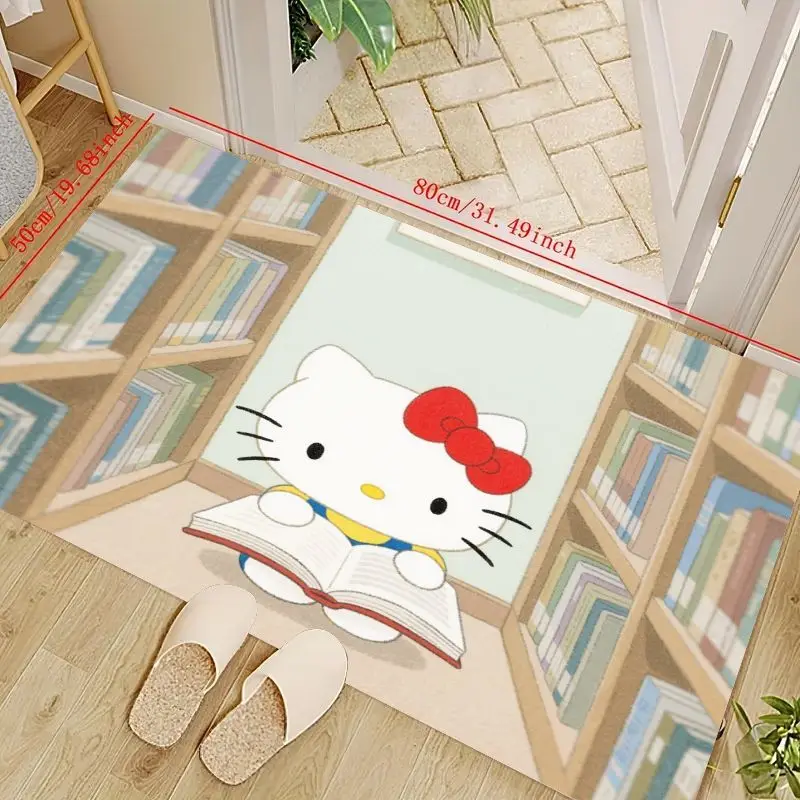 

1 шт., популярный модный напольный коврик для чтения книг Hello Kitty для девочек, спальни, гостиной, милый мультяшный кот, библиотека, сцена, нескользящий мягкий Ar