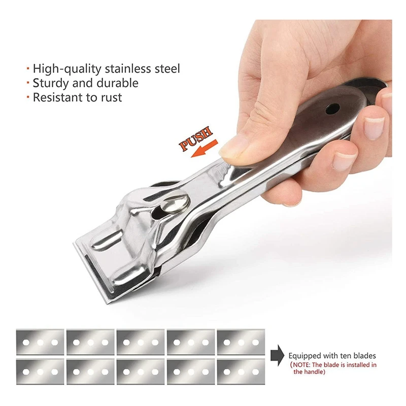 Double-Sided Scraper With Plastic Handle Blade Combination Portable Stainless Steel Ceramic Hob Scraper Cleaner Tool