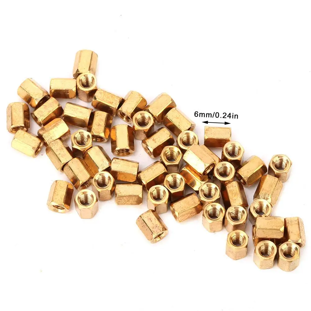 50Pcs M36mm Brass Hex Spacers & Nuts for PCB Standoffs - Threaded Pillar Kit for PC Motherboard