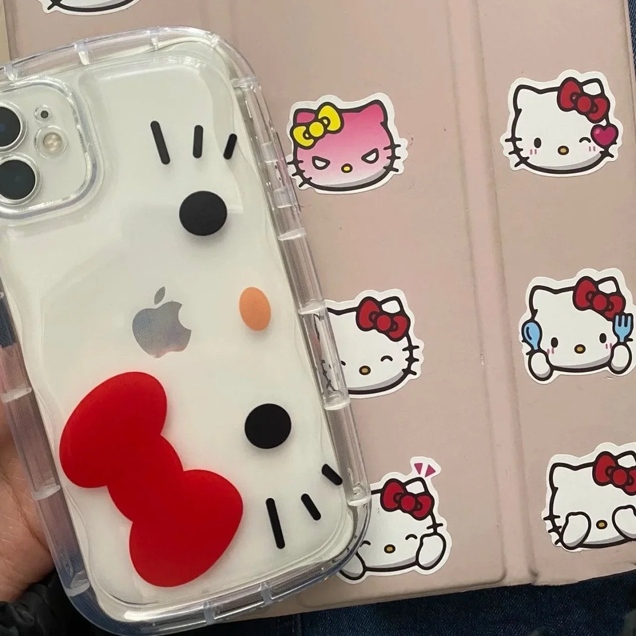 Sanrio Hello Kitty Phone Case For iPhone 16 15 14 13 12 11 Pro Max MINI Transparent Air Cushion Soft Case Anti drop Girl Y2K